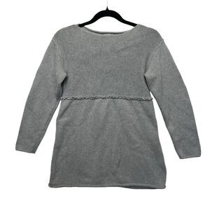 J. Jill Grey Knit Tunic Sweater Boat Neck Womens Small‎ Petite 04-3027P Cotton